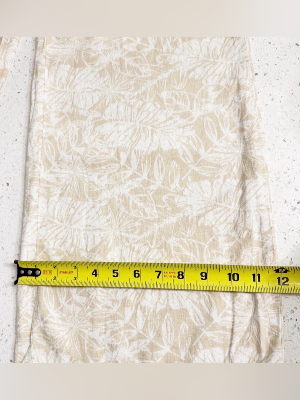 REWASH Linen Blend Wide Leg Pants Beige Tropical Print Smocked Waist Size M - Picture 6 of 7